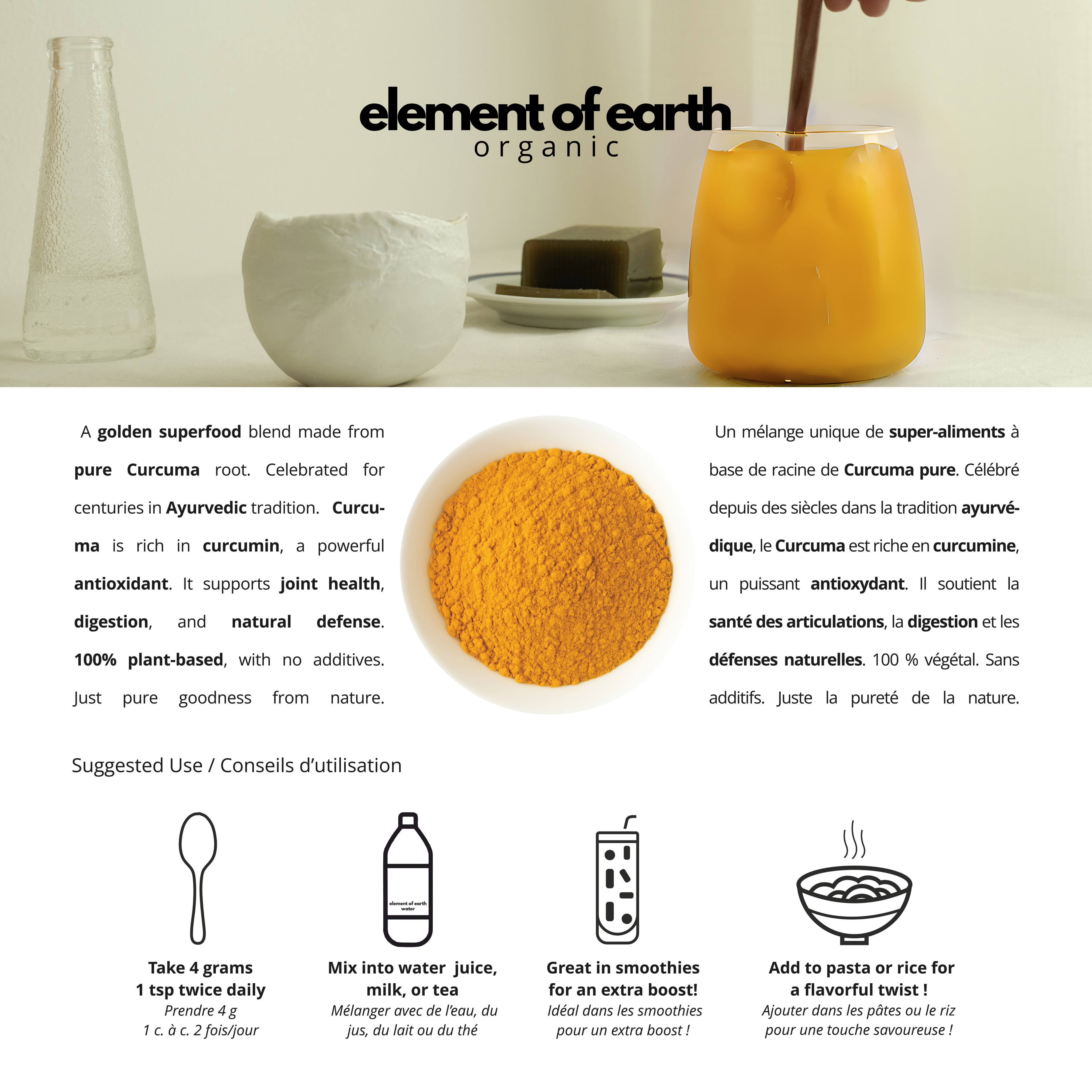 Superfood Curcuma doré pour la vitalité et les défenses naturelles