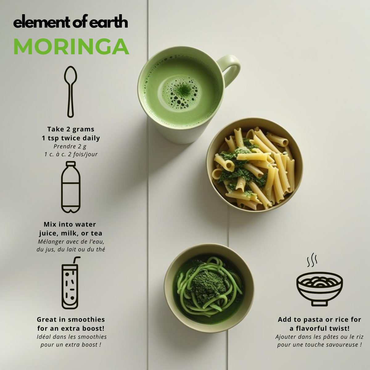 Idée recette avec du moringa bio en poudre Element of Earth