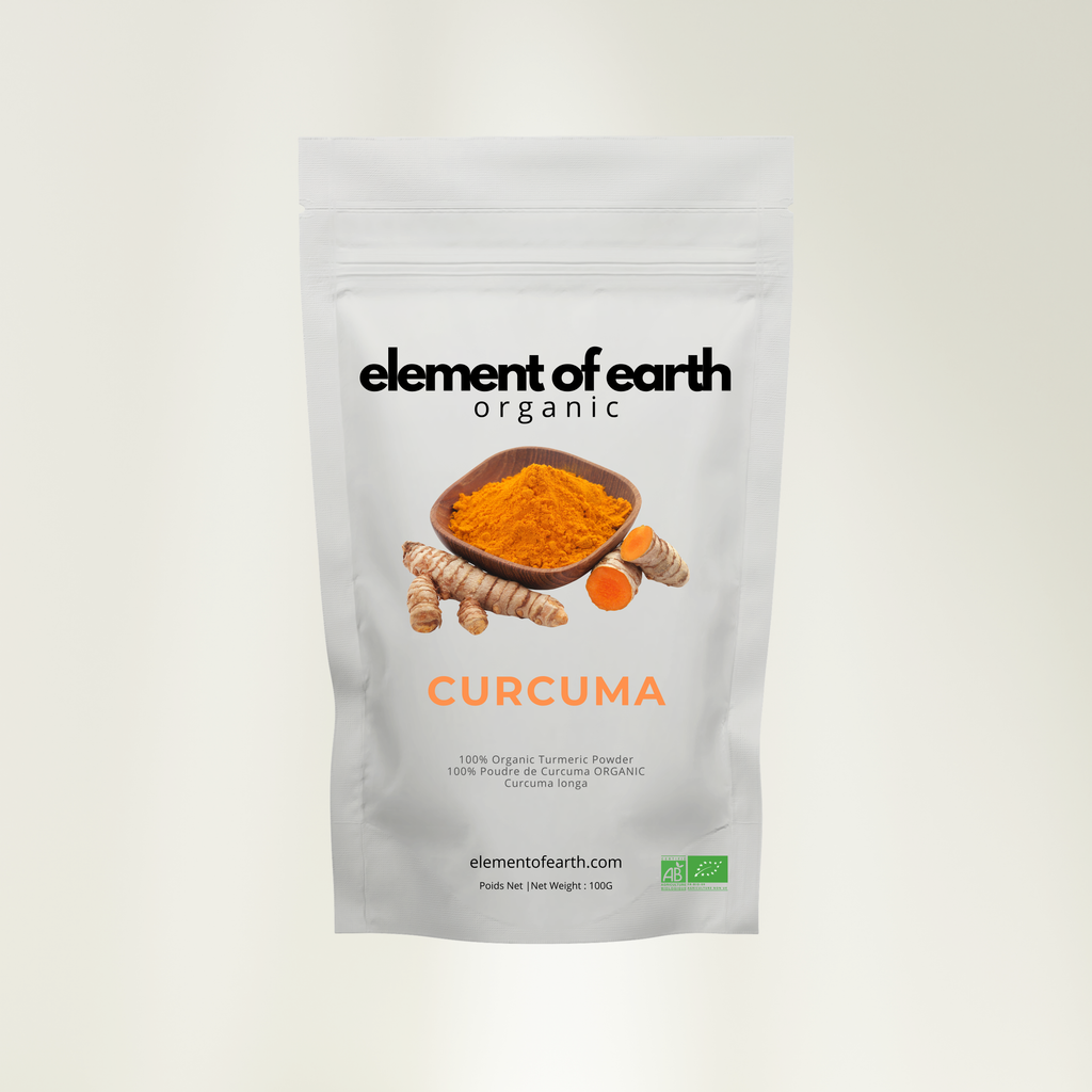 Poudre de Curcuma bio riche en curcumine dans un sachet 100g
